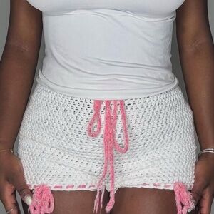 Crochet mid-rise shorts